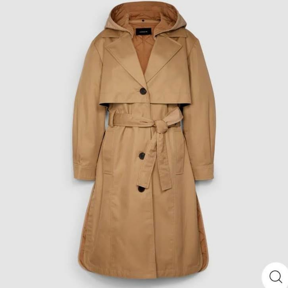 Coach Trench Coat with Hood and Quilted Back